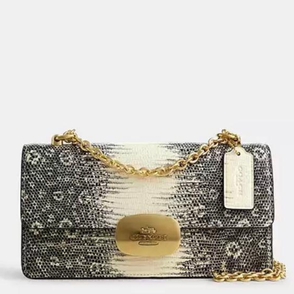 NWT Coach Eliza Black and Gold Crossbody Bag with Gold Hardware